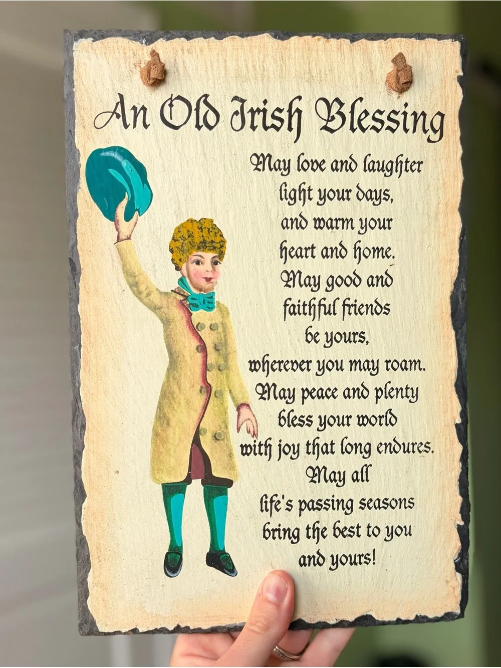 An Old Irish Blessing Wall Plaque - Cream with Teal Accents